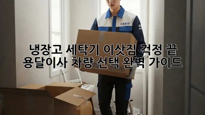 냉장고, 세탁기 이삿짐 걱정 끝! 용달이사 차량 선택 완벽 가이드